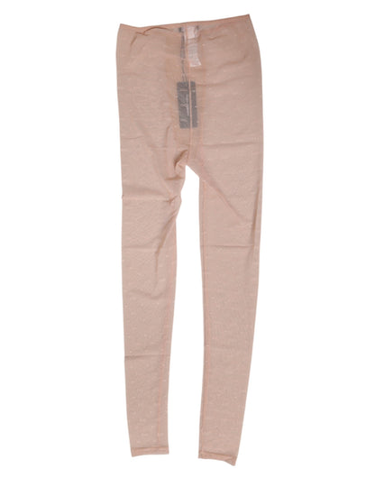 Beige Nylon Logo Lace Leggings Pants Underwear