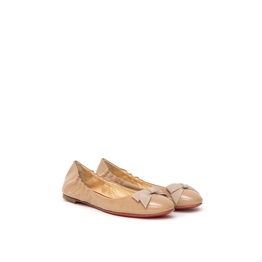 Beige Patent Leather Ballet Flat-Christian Louboutin-LabelTerrace.com