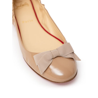 Beige Patent Leather Ballet Flat-Christian Louboutin-LabelTerrace.com