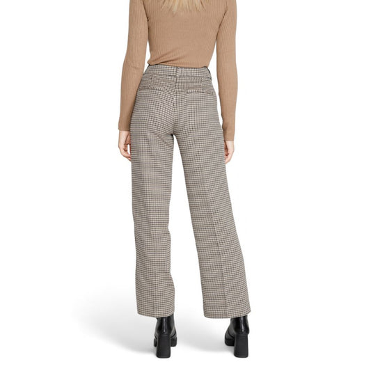 Beige Polyester Flared Pants