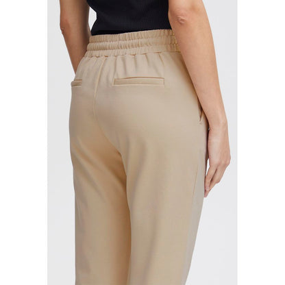 Beige Polyester Pants