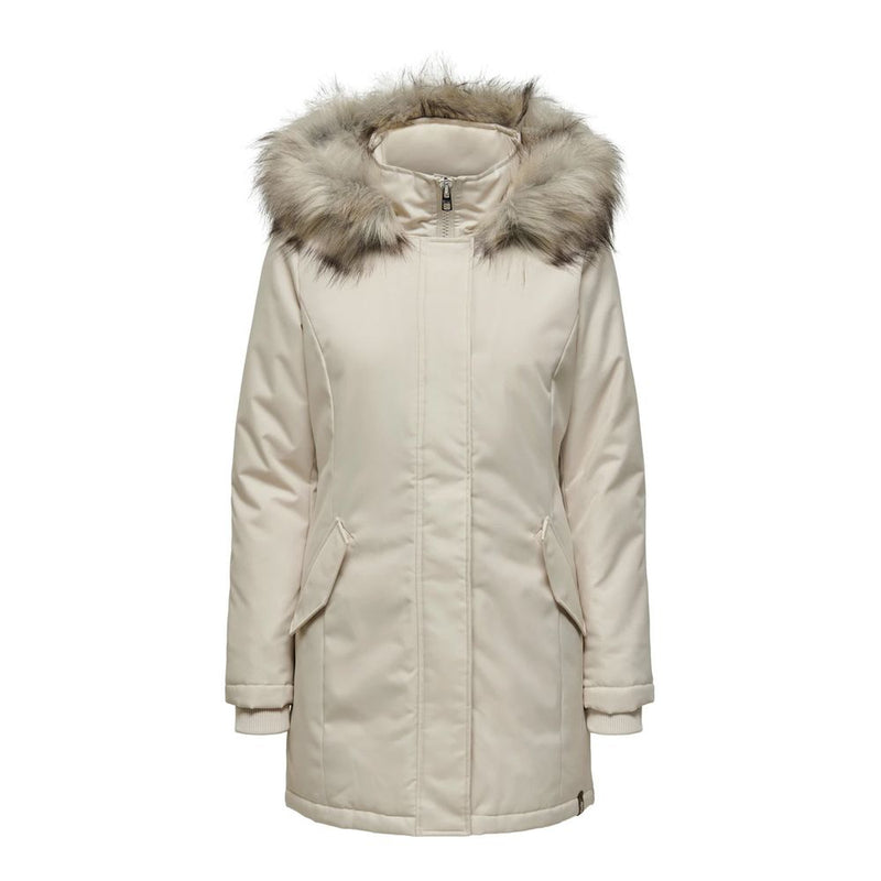 Beige Polyester Parka