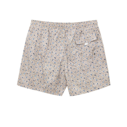 Beige Polyester Swim Short