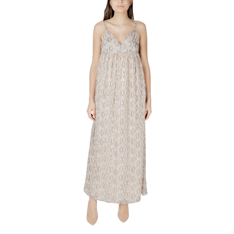 Beige Recycled Polyester Long Dress