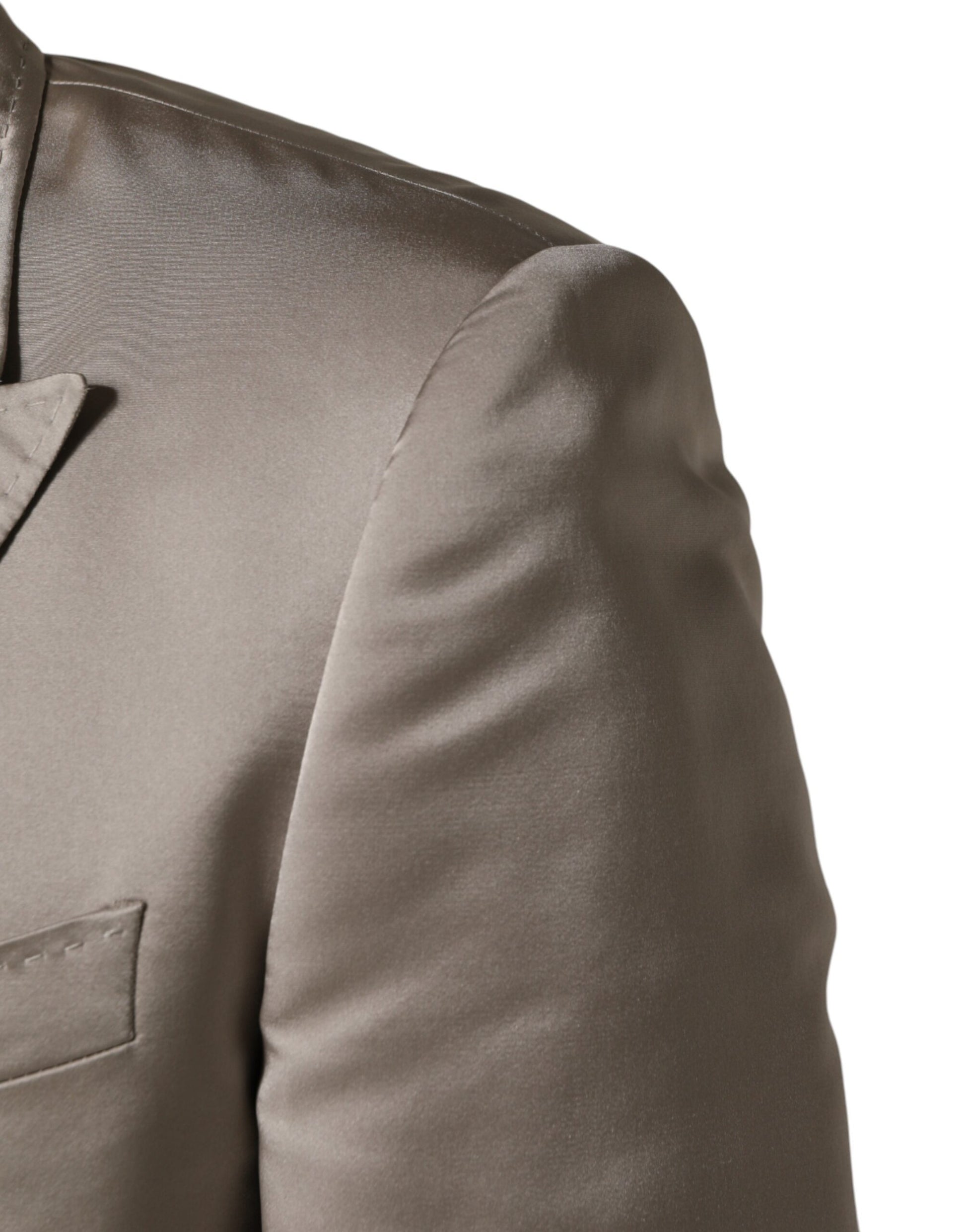 Beige Silk Single Breasted Jacket Men Blazer