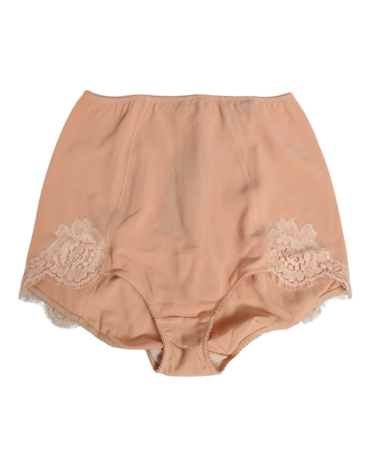 Beige Silk Stretch High Waist Girdle Underwear