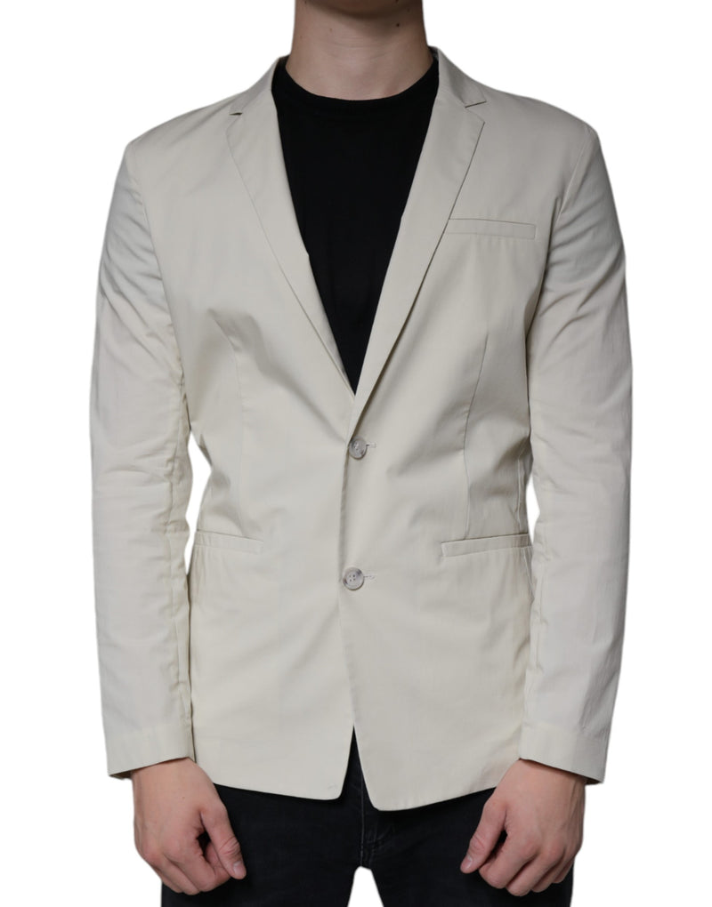 Beige Single Breasted Dress Formal Coat Blazer-Paolo Pecora Milano-LabelTerrace.com