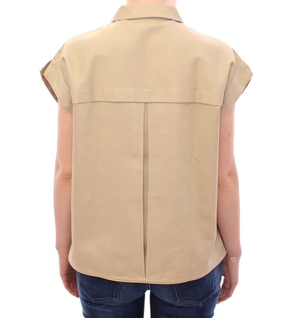 Beige Sleeveless Blouse Top-Andrea Incontri-LabelTerrace.com