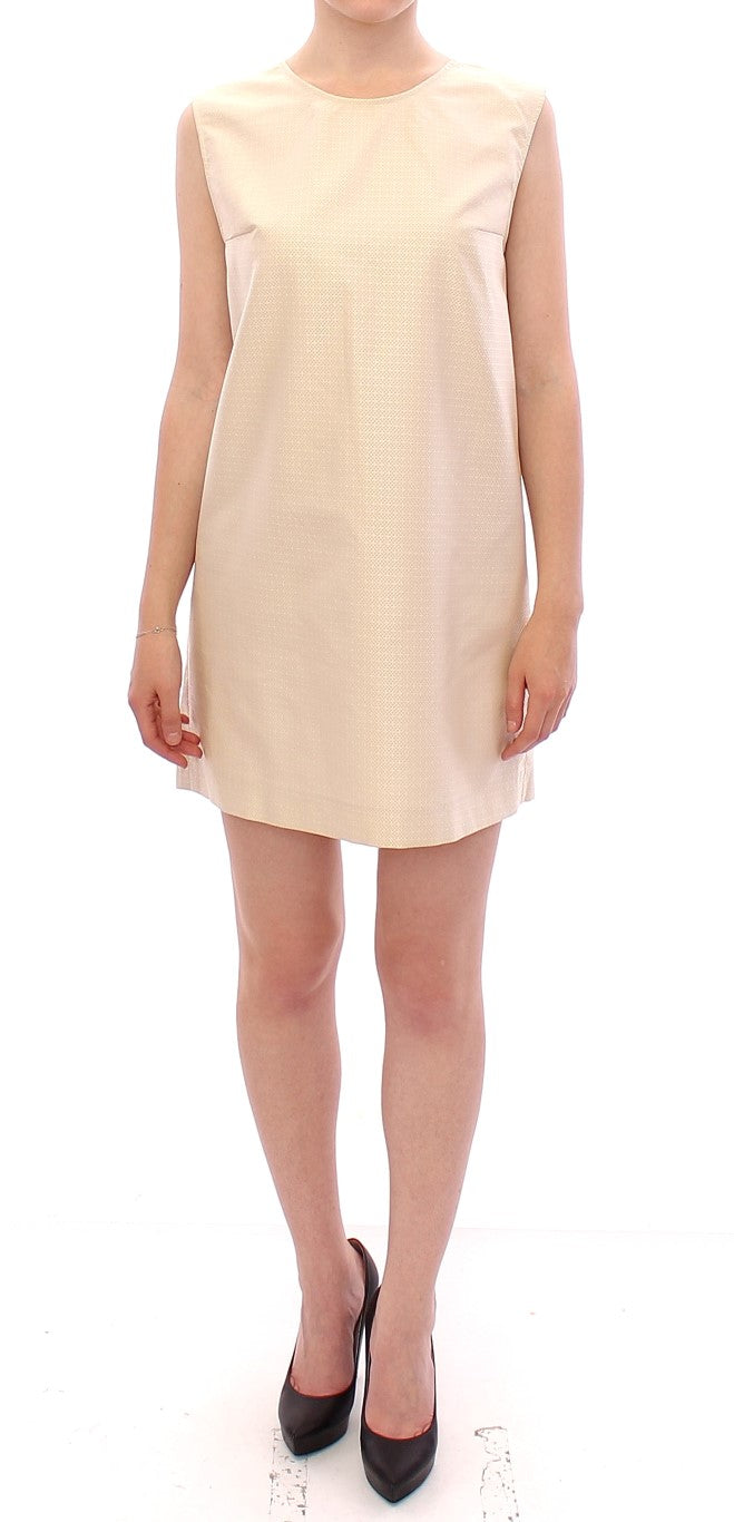 Beige Sleeveless Shift Mini Dress-Andrea Incontri-LabelTerrace.com