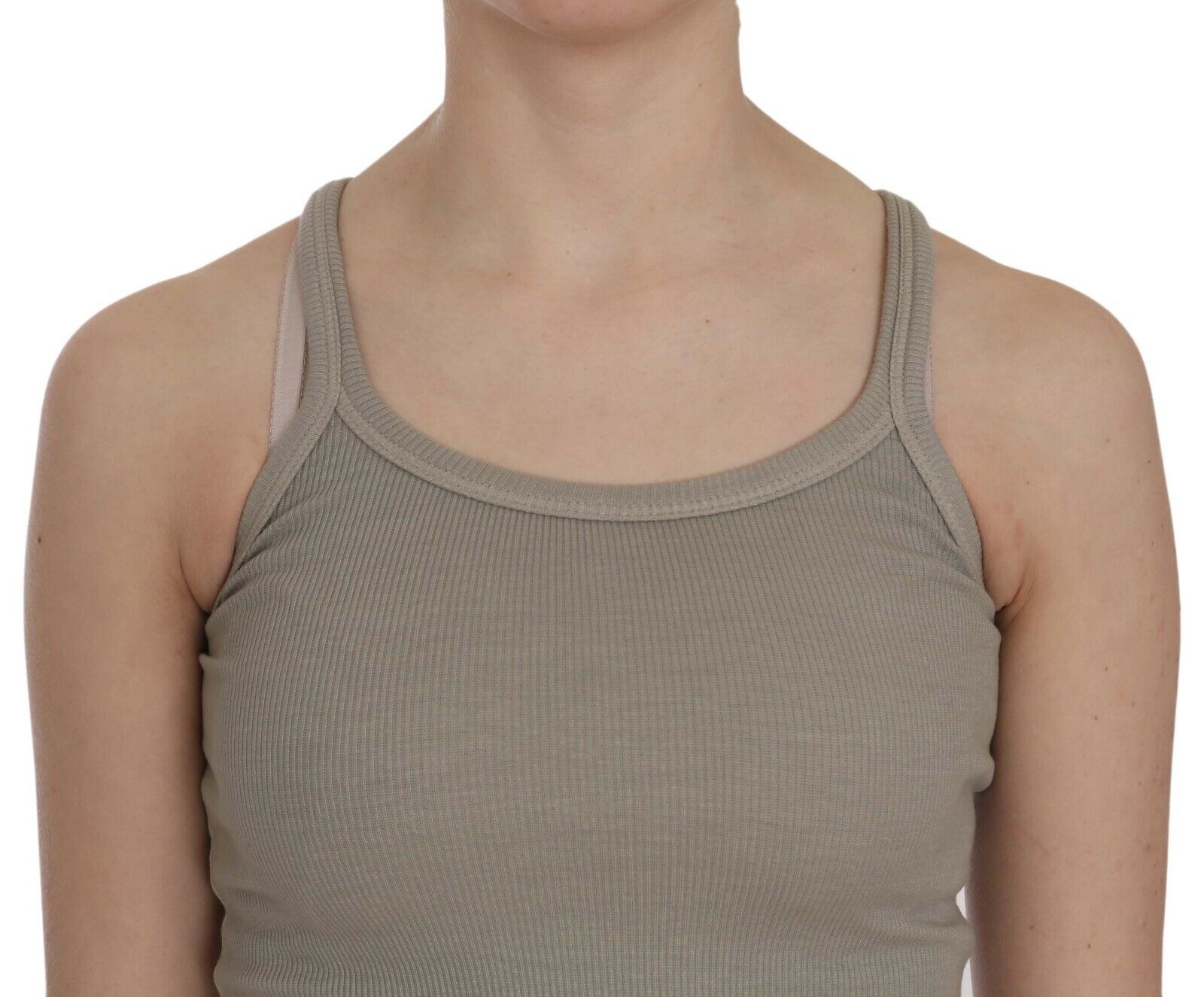 Beige Sleeveless Spaghetti Strap Tank Blouse-PINK MEMORIES-LabelTerrace.com