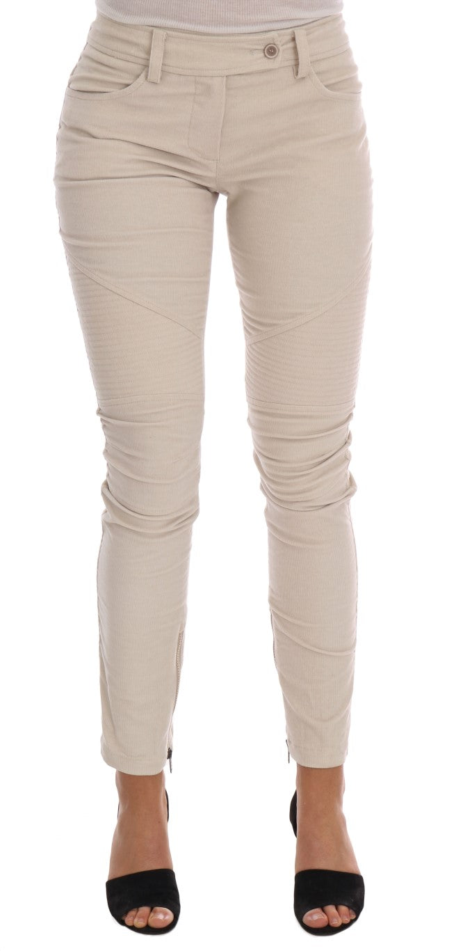 Beige Slim Jeans Corduroy Skinny Pants-Ermanno Scervino-LabelTerrace.com