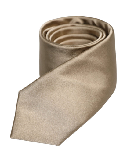 Beige Solid Silk Adjustable Necktie Tie