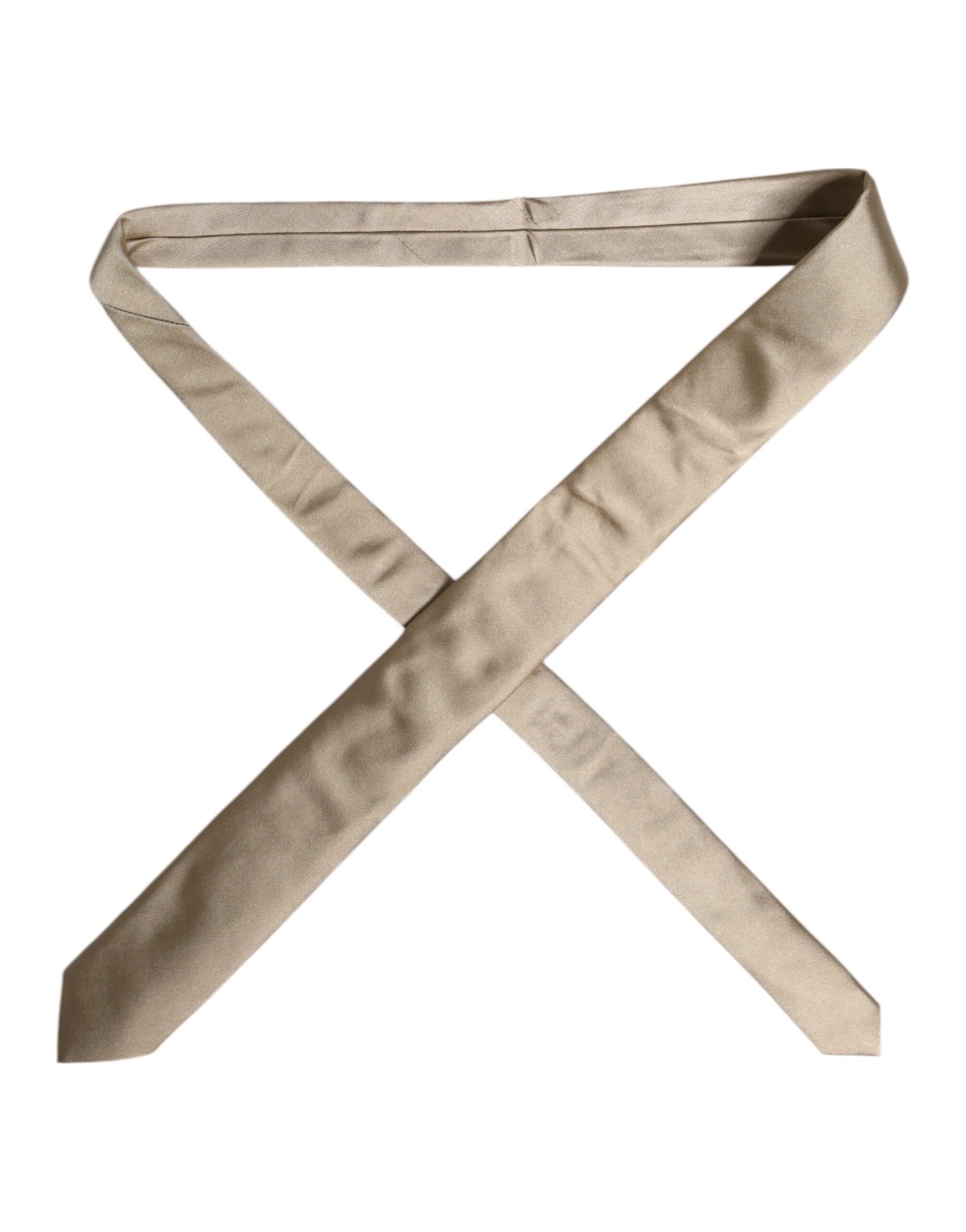 Beige Solid Silk Adjustable Necktie Tie
