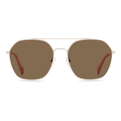 Beige Stainless Steel Sunglasses-Polaroid-LabelTerrace.com