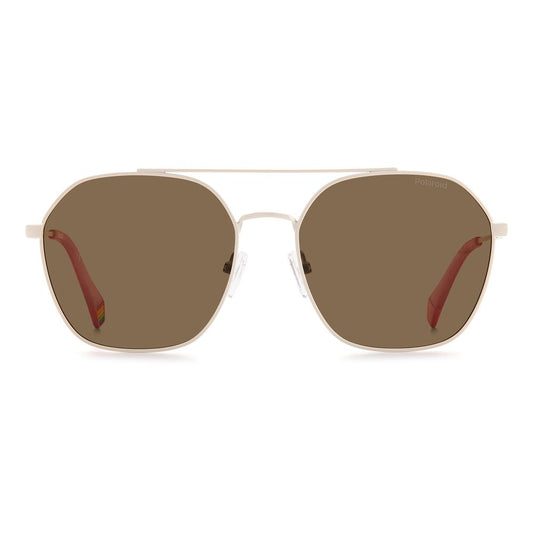 Beige Stainless Steel Sunglasses-Polaroid-LabelTerrace.com