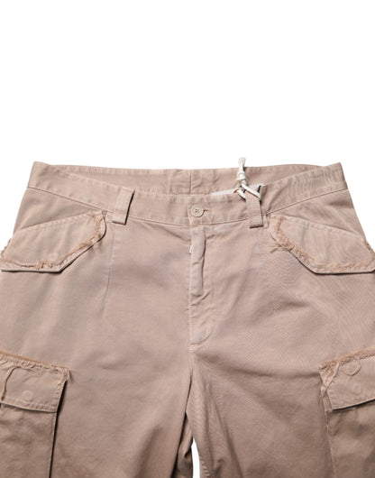Beige Straight Cargo Chino Men Trouser Pants
