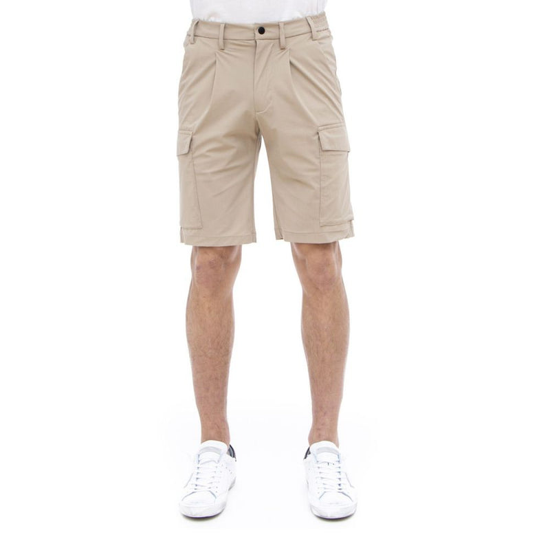 Beige Stretch Bermuda Cargo Shorts-People Of Shibuya-LabelTerrace.com