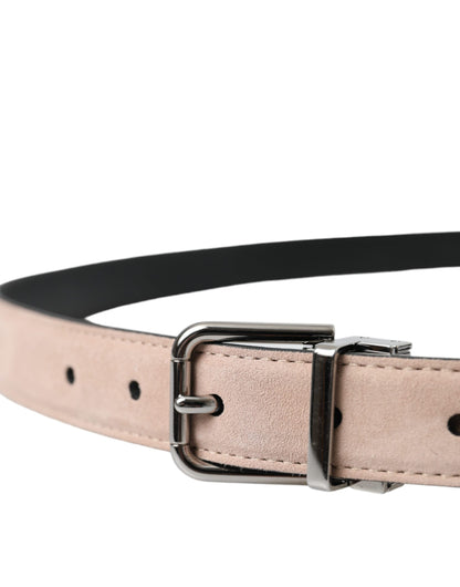 Beige Suede Leather Silver Buckle Belt Men-Dolce & Gabbana-LabelTerrace.com