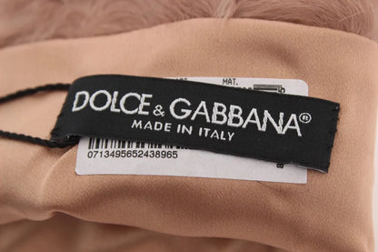 Beige Suede Xiangao Fur Elbow Gloves-Dolce & Gabbana-LabelTerrace.com