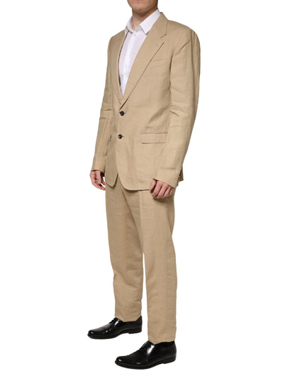 Beige TAORMINA Single Breasted Formal 2 Piece Suit