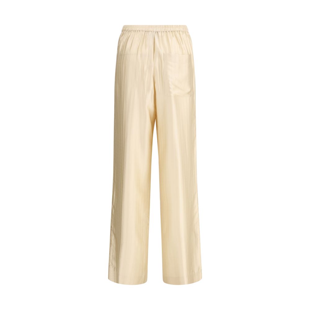 Beige Viscose Casual Pants