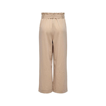 Beige Viscose Casual Pants