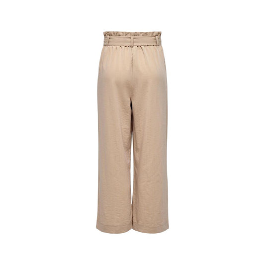Beige Viscose Casual Pants