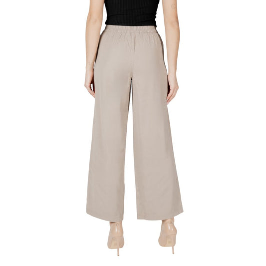 Beige Viscose Casual Pants