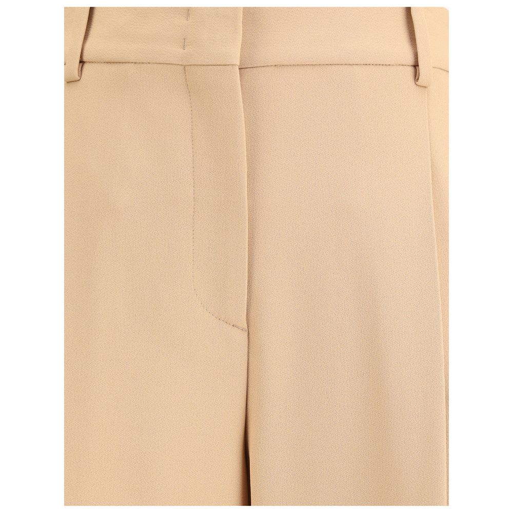 Beige Viscose Casual Pants