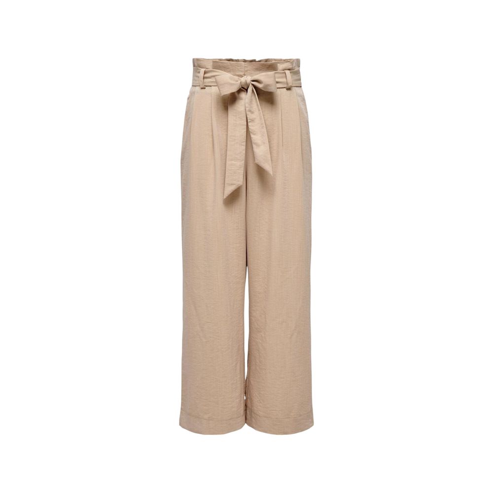 Beige Viscose Casual Pants