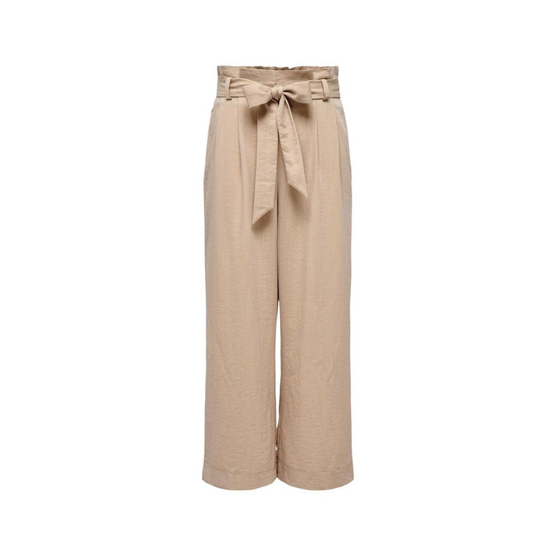 Beige Viscose Casual Pants