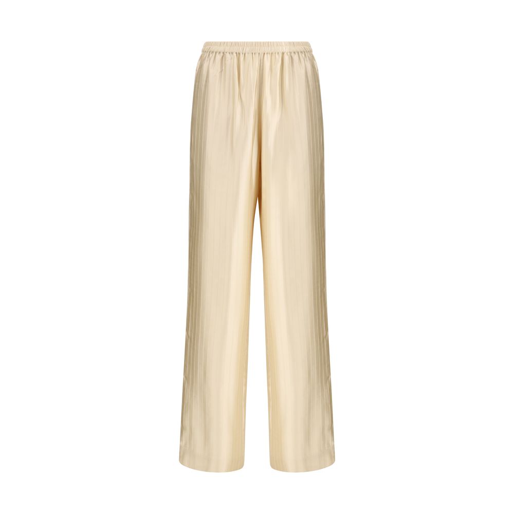 Beige Viscose Casual Pants
