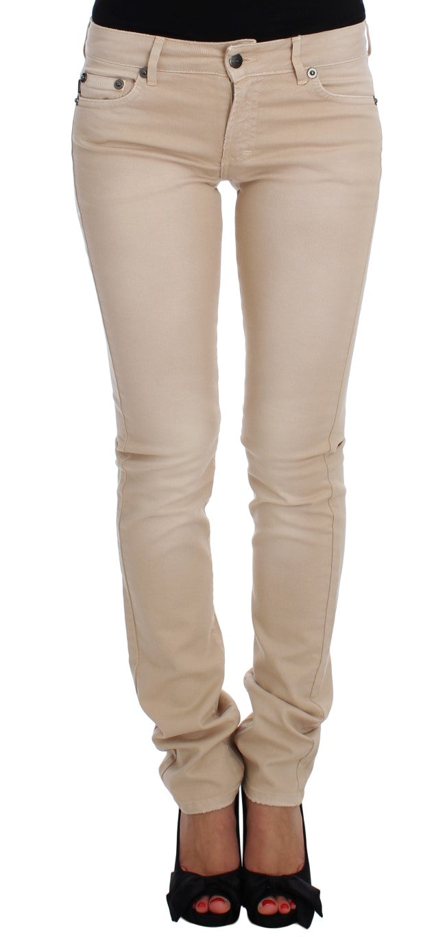 Beige Wash Slim Fit Cotton Stretch Jeans-Cavalli-LabelTerrace.com