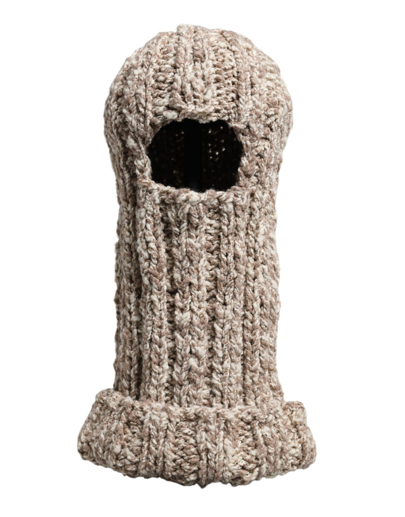 Beige Wool Knitted Ski Mask Balaclava Hat-Dolce & Gabbana-LabelTerrace.com