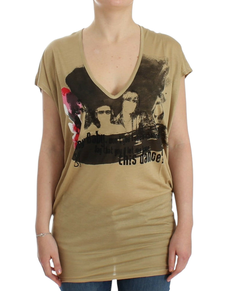 Beige motive print t-shirt-Costume National-LabelTerrace.com