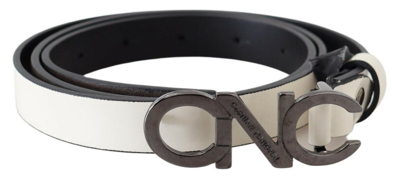 Belt Mettalic Gray Leather Logo Belt-Costume National-LabelTerrace.com