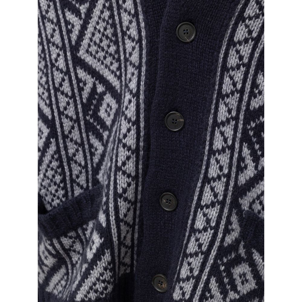 Bicolor Cashmere Cardigan-Cruciani-LabelTerrace.com