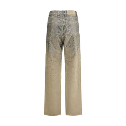 Bicolor Cotton Straight-Leg Jeans