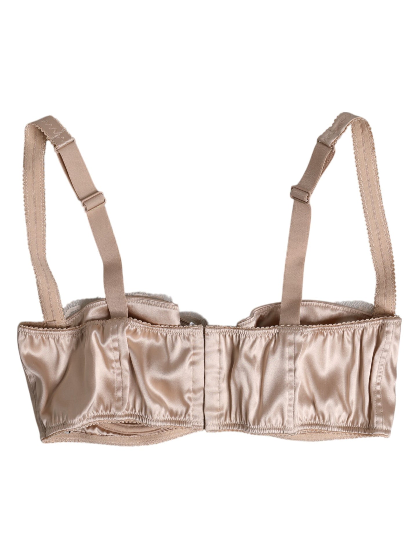 Biege Silk Underwired Balconette Bra Underwear-Dolce & Gabbana-LabelTerrace.com