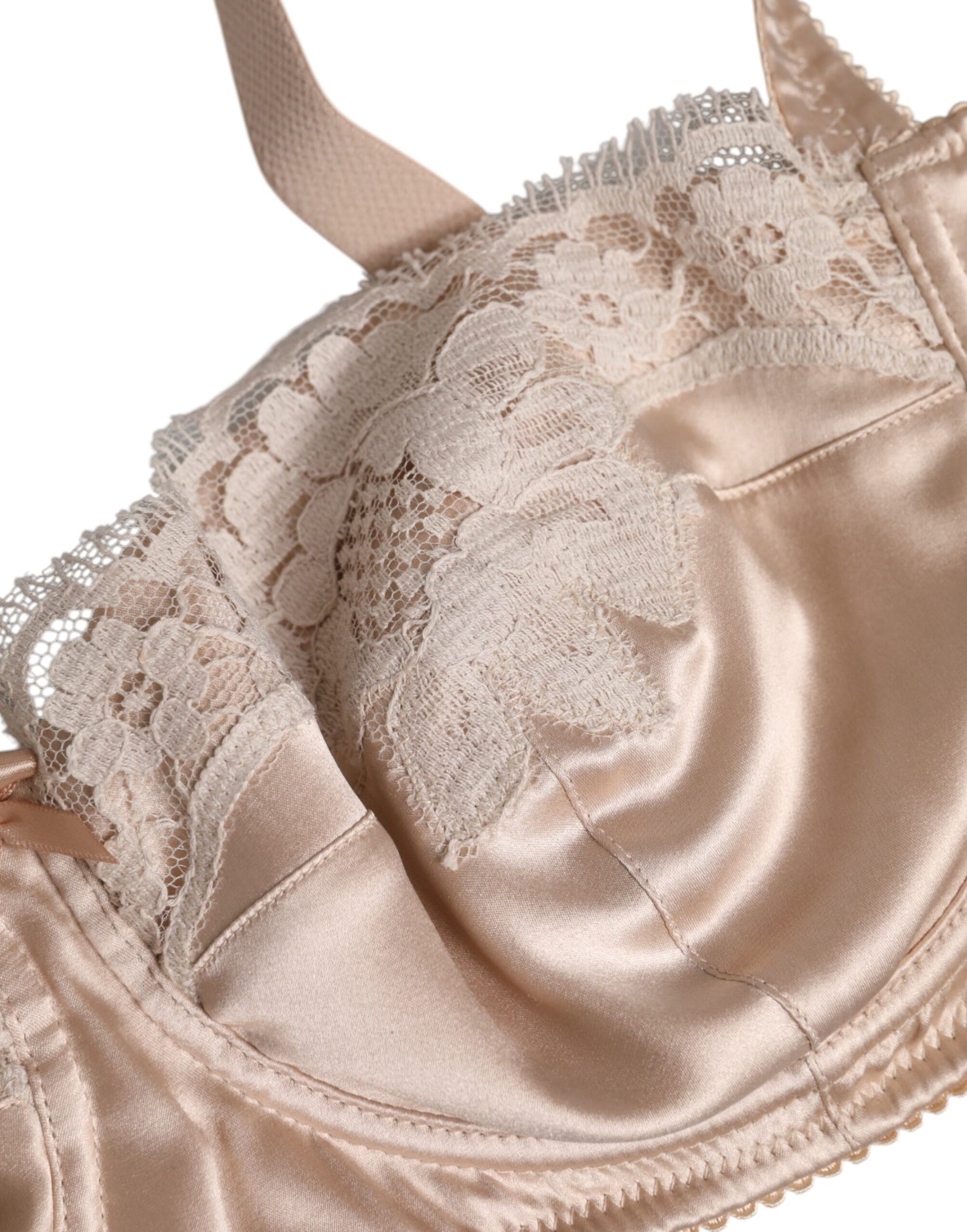 Biege Silk Underwired Balconette Bra Underwear-Dolce & Gabbana-LabelTerrace.com