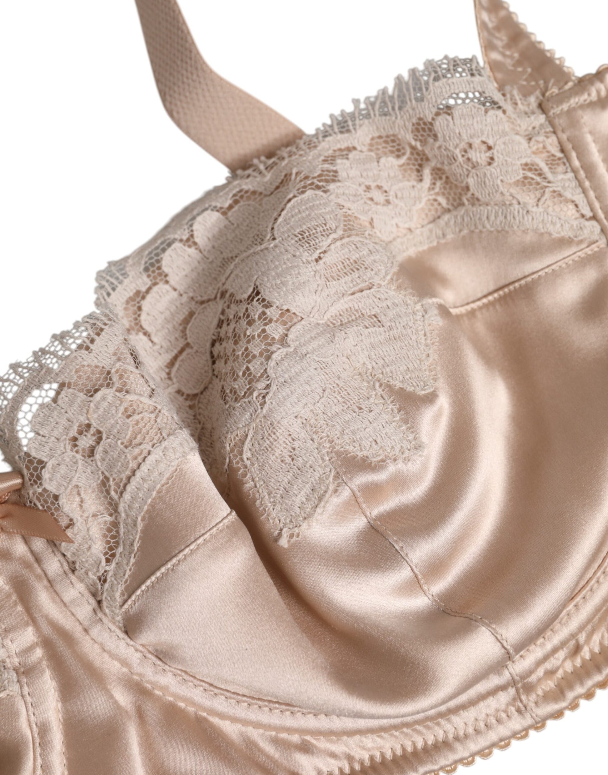 Biege Silk Underwired Balconette Bra Underwear-Dolce & Gabbana-LabelTerrace.com