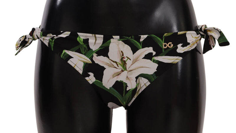 Bikini Bottom Black Lily Print Swimsuit Swimwear-Dolce & Gabbana-LabelTerrace.com