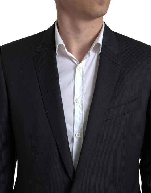 Black 2 Piece Single Breasted MARTINI Suit-Dolce & Gabbana-LabelTerrace.com