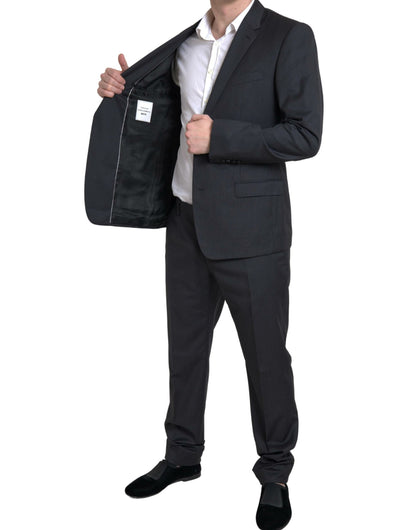 Black 2 Piece Single Breasted MARTINI Suit-Dolce & Gabbana-LabelTerrace.com