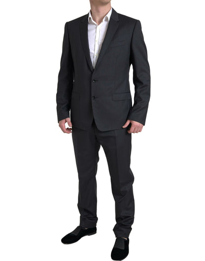Black 2 Piece Single Breasted MARTINI Suit-Dolce & Gabbana-LabelTerrace.com
