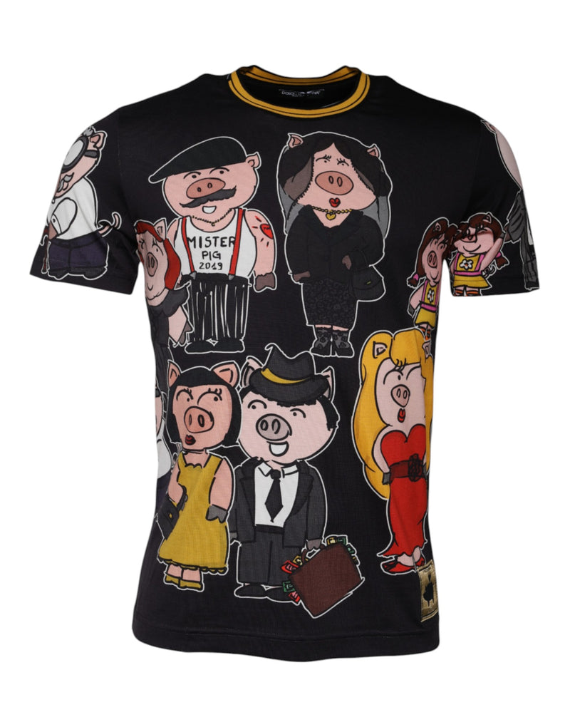 Black 2019 Year Of The Pig Crew Neck T-shirt-Dolce & Gabbana-LabelTerrace.com