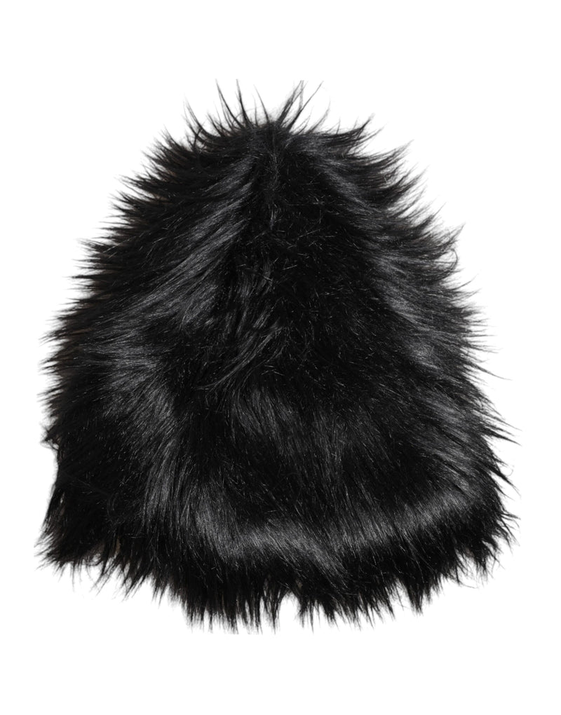 Black Acrylic Fur Womens Bucket Hat-Dolce & Gabbana-LabelTerrace.com