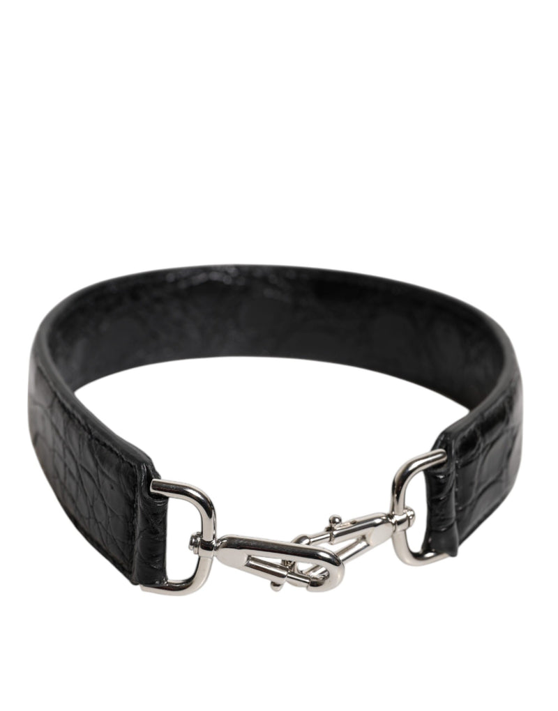 Black Alligator Leather Bag Shoulder Strap-Dolce & Gabbana-LabelTerrace.com