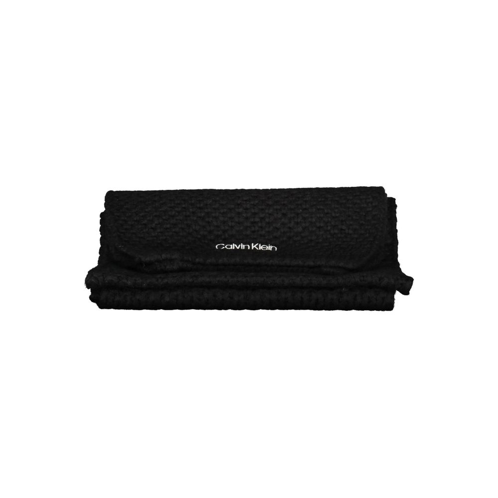 Black Alpaca Wool Scarf-Calvin Klein-LabelTerrace.com