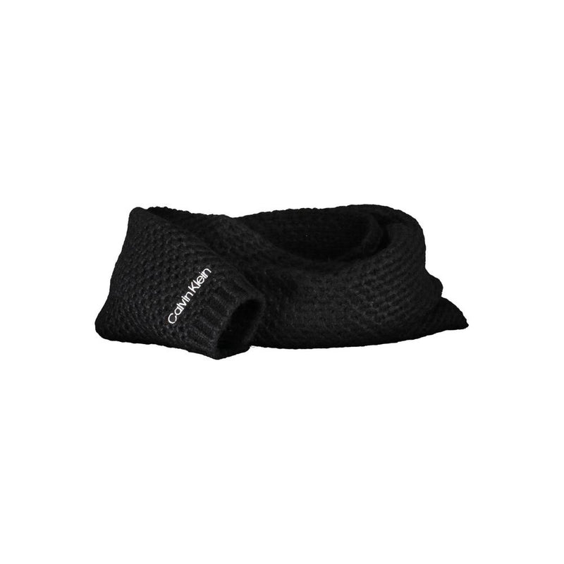 Black Alpaca Wool Scarf-Calvin Klein-LabelTerrace.com